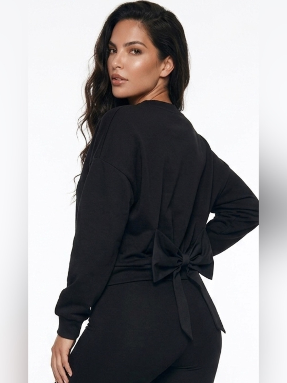 Black Bow-Back Women's Sweater - Picture 9 of 16